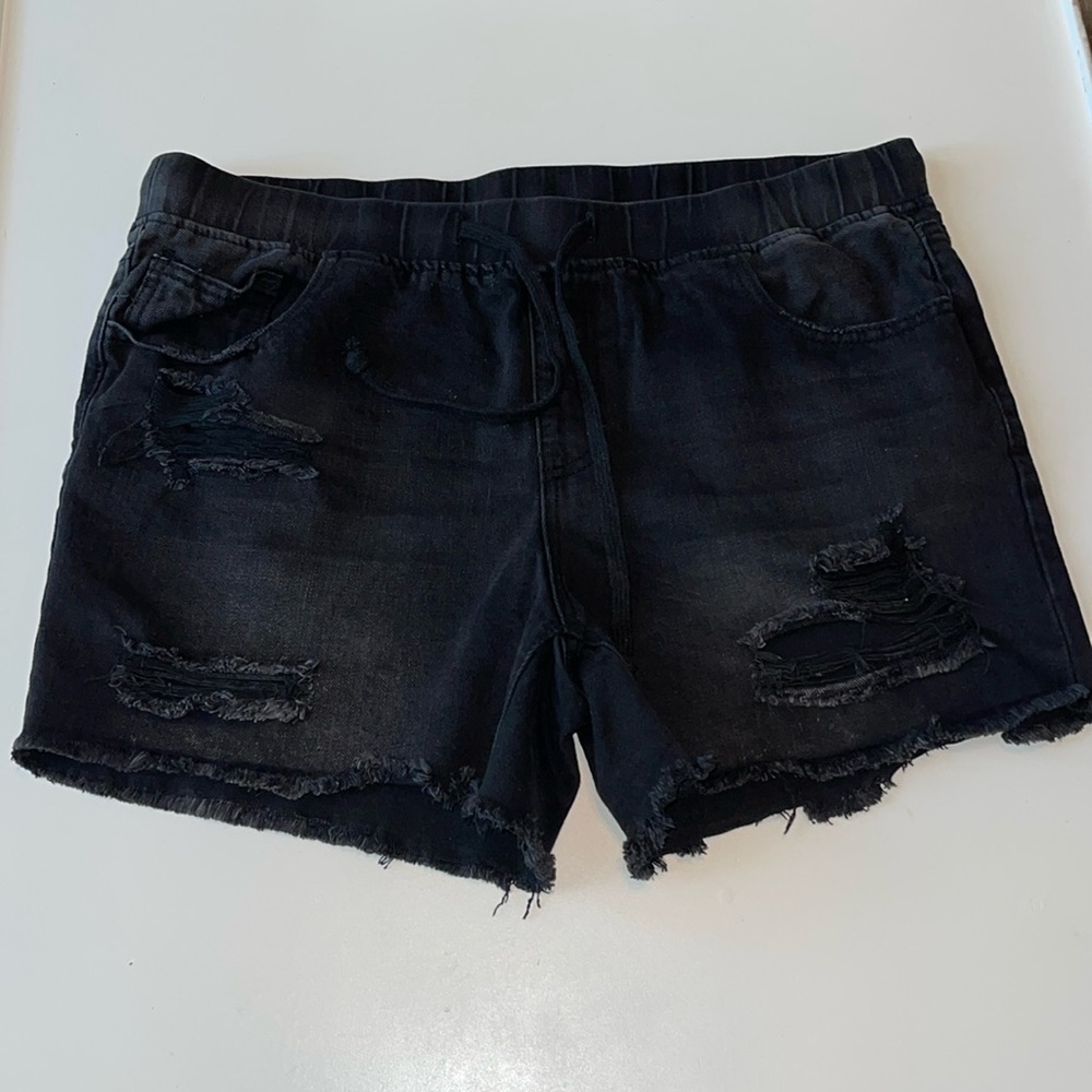 YMI Black Denim Distressed Shorts